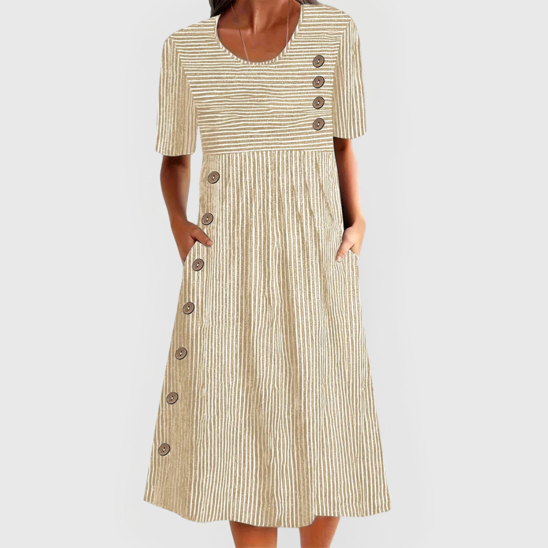 Annie | Striped Midi Dress