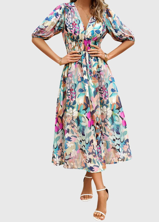 Annie | Flattering Floral Midi Dress