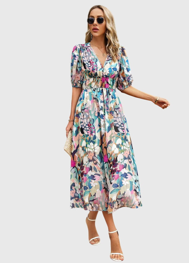 Annie | Flattering Floral Midi Dress