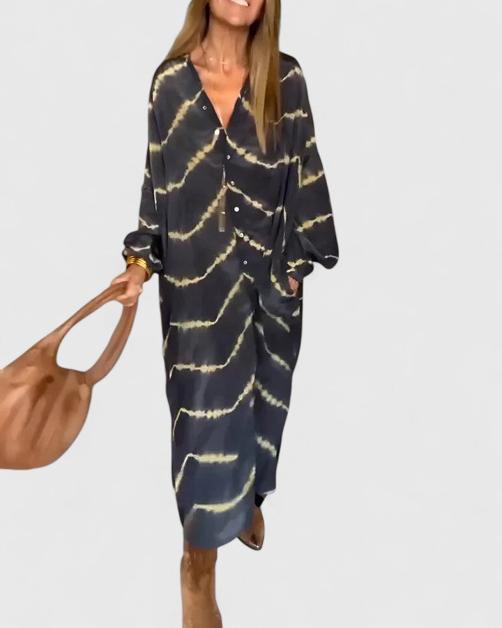 Annie | Elegant Boho Striped Maxi Dress