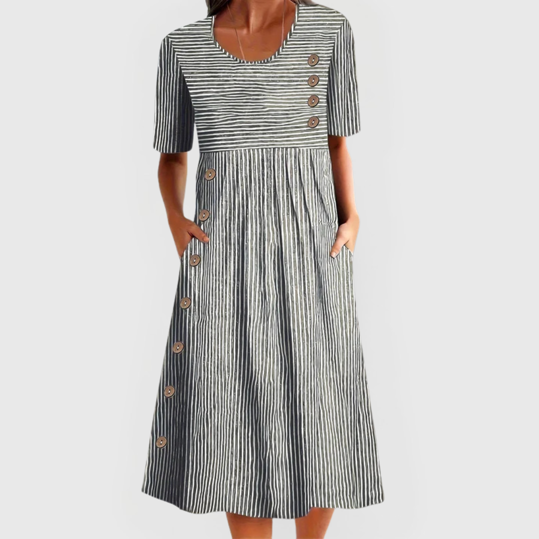 Annie | Striped Midi Dress